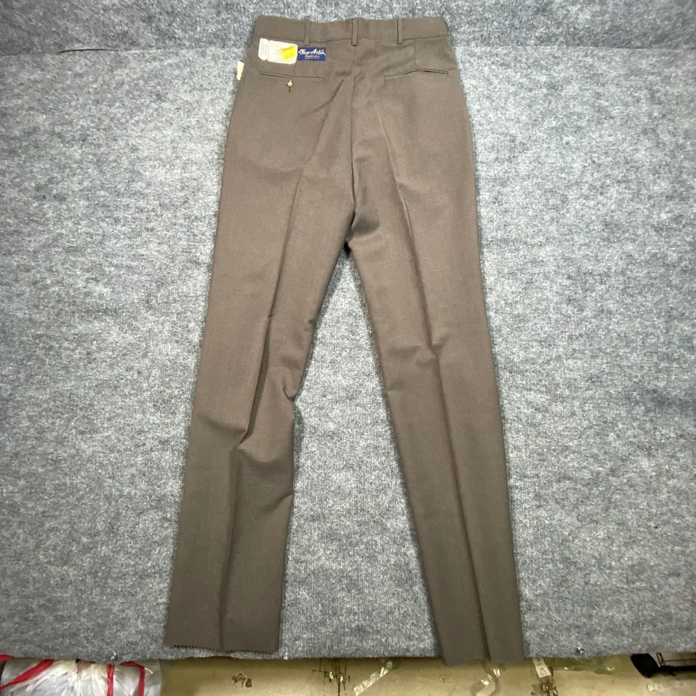 Vintage Higgins Slacks Mens 32x36 Brown‎ Pleated Straight Leg Trousers Made USA